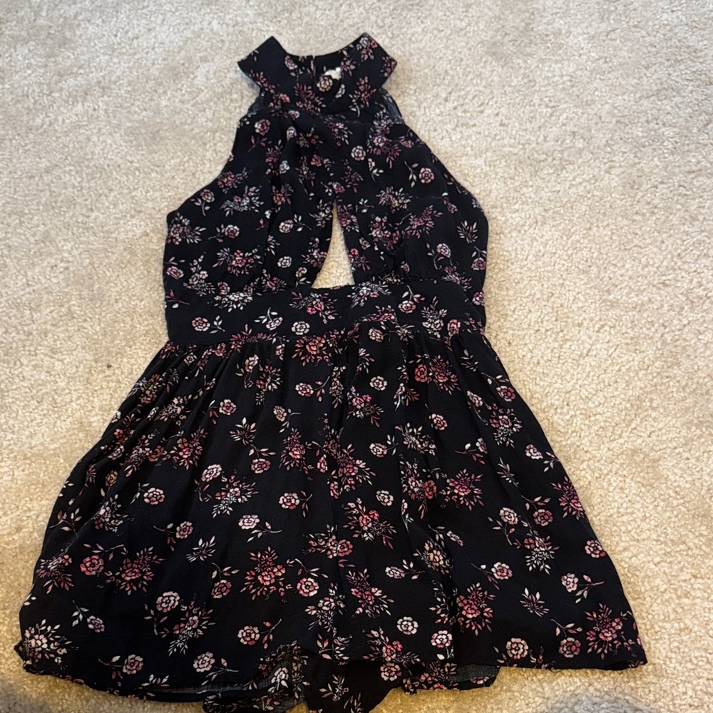 La Hearts Black Floral Romper